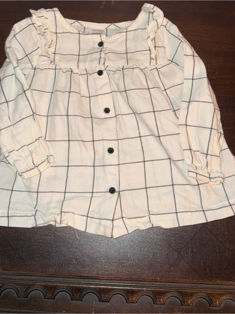 Carter's Cream Button-Front Windowpane Top